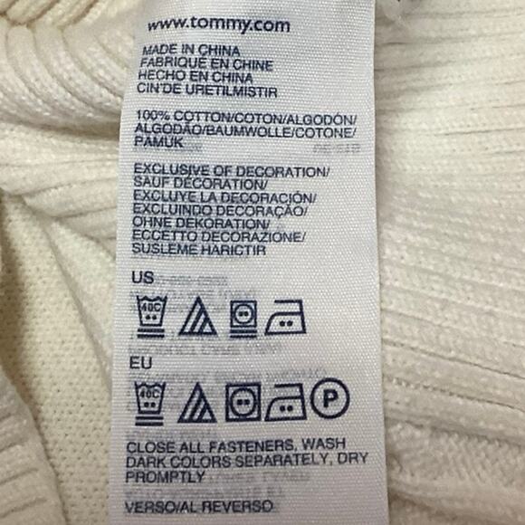 Tommy Hilfiger White Full Zip Knit Mock Neck Long Sleeve Sweater Jacket Top S - Picture 5 of 5